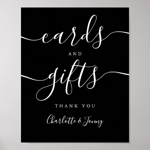 Black And White Script Cards And Gifts Sign