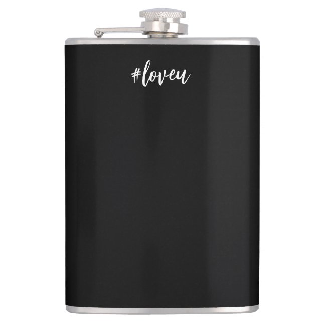 Black and white script chic flask (Front)