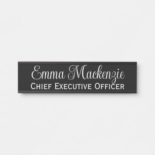 Black and White Script Door Sign for Office