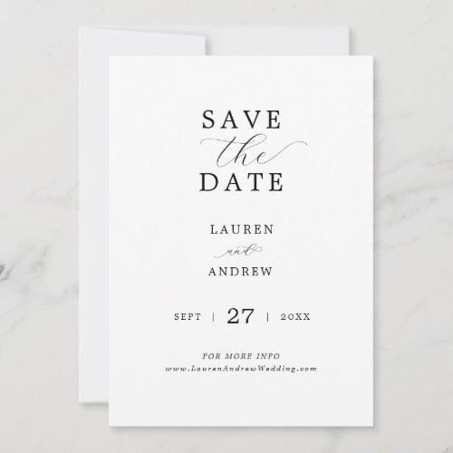 Black and White Script Elegant Modern Wedding Save The Date