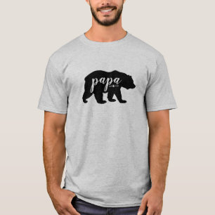 Black and White Script Papa Bear Established Year T-Shirt