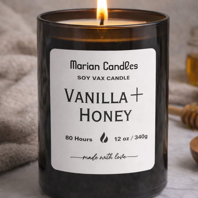 Black and white Script Personalized Candle Label (Creator Uploaded)