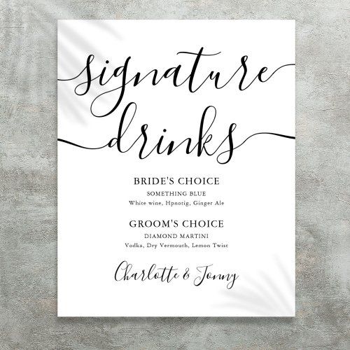 Black And White Script Signature Drinks Sign