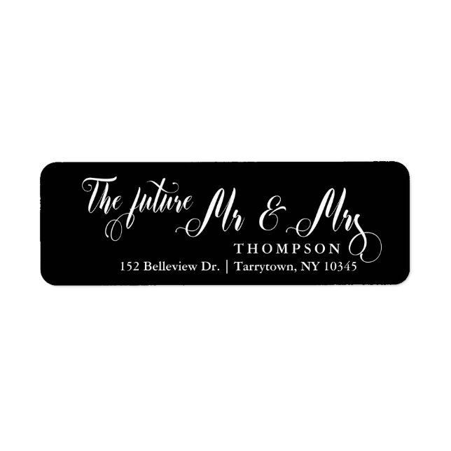 Black and White Script The Future Mr and Mrs Label (Front)