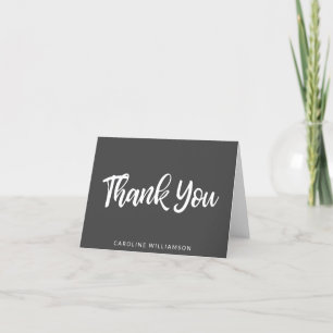 Black and White Script Typography Personalized Thank You Card