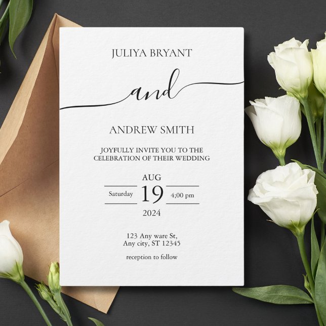  Black and white Script typography wedding Invitation (Creator Uploaded)