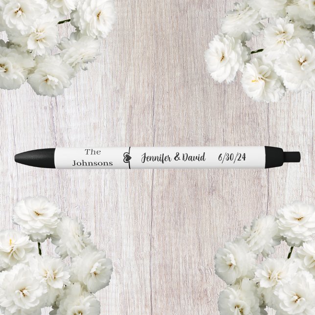 Black and White Script Wedding Favor Pen (Creator Uploaded)