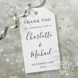 Black And White Script Wedding Favor Thank You Gift Tags