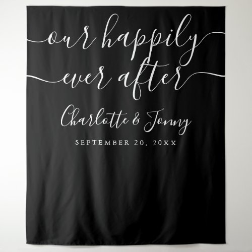 Black And White Script Wedding Photo Booth Prop Tapestry