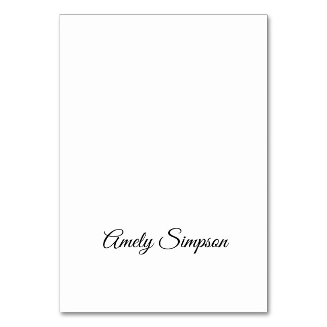 Black and white Script Wedding Place Cards (Front)