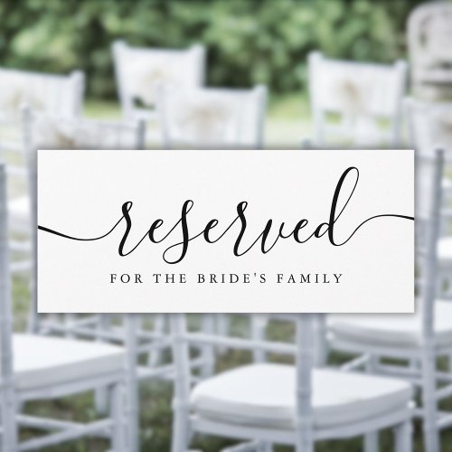 Black and White Script Wedding Reserved Chair Sign