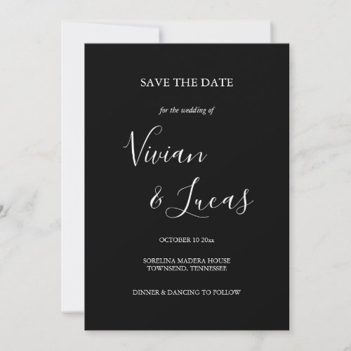 Black and White Script Wedding Save the Date