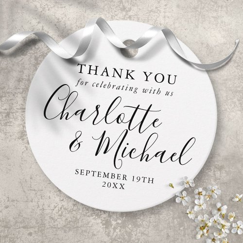 Black And White Script Wedding Thank You Favor Tags