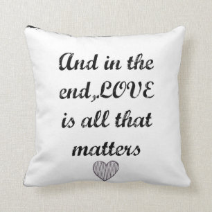 Black and White Scripted Love Throw Pillow