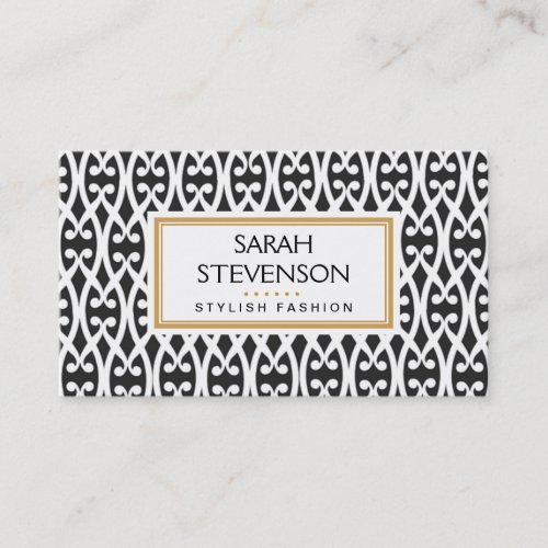 Black and White Scrolls Modern Fashion Boutique Business Card