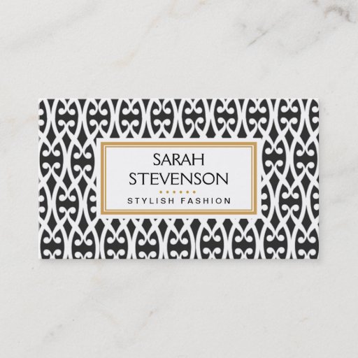 Customizable Black and White Scrolls Modern Fashion Boutique Business Card