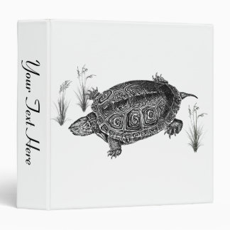Black and White Sea Turtle 3 Ring Binder