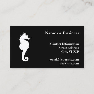 Black and White Seahorse Business Card