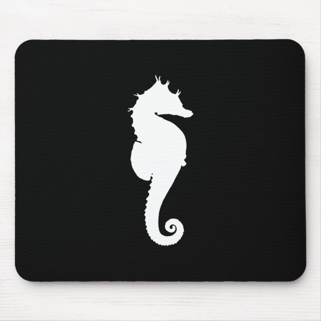 Black and White Seahorse Mouse Pad (Front)