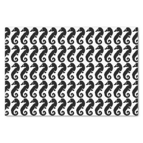 Black and White Seahorse Pattern Tissue Paper