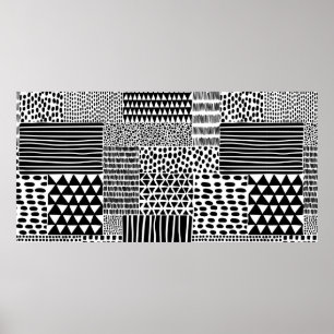 Black and white seamless doodle pattern. Hand-draw Poster