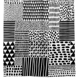 Black and white seamless doodle pattern. Hand-draw Shower Curtain
