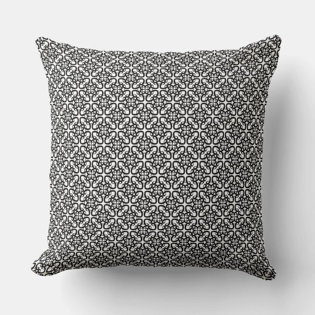 black and white seamless pattern on throw pillow (Front)