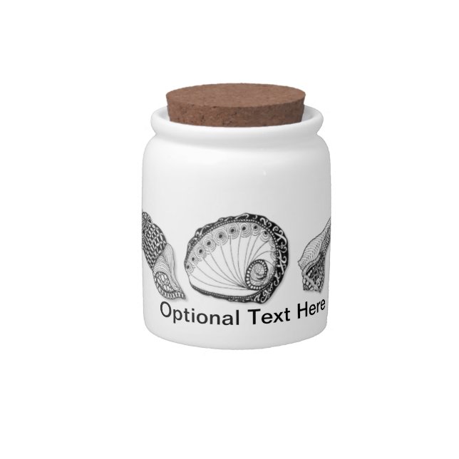 Black and White Seashell Art Candy Jar (Front)