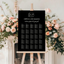 Black and White Seating Chart 25 Tables Wedding