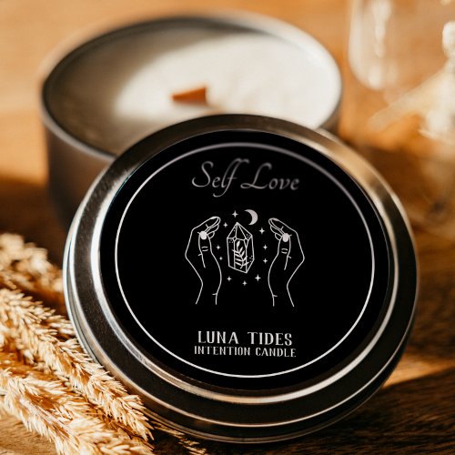 Black And White Self Love Intention Candle Label