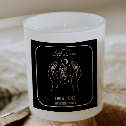 Black And White Self Love Intention Candle Label