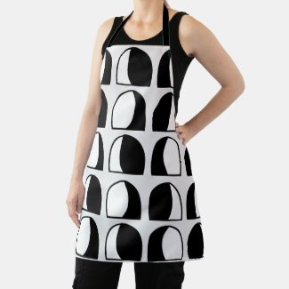 Black and White Semicircle Geometric Pattern