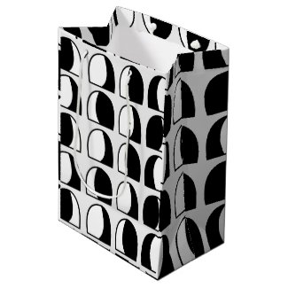Black and White Semicircle Geometric Pattern