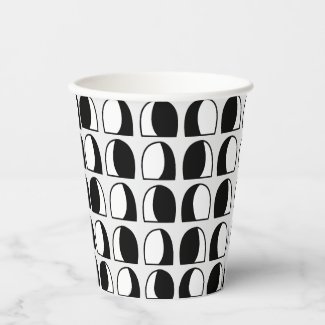 Black and White Semicircle Geometric Pattern Party