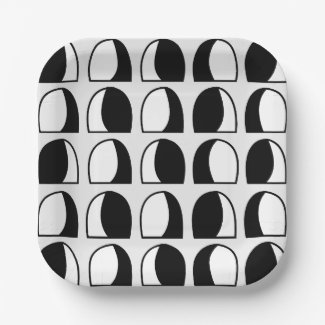 Black and White Semicircle Geometric Pattern Party