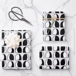 Black and White Semicircle Geometric Pattern