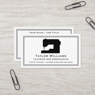 Black And White Sewing Machine Seamstress Tailor Business Card