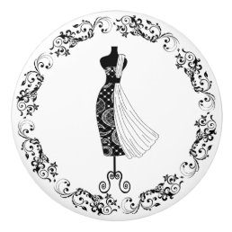 Black and White Sewing Room Bodice Dress Form Cera Ceramic Knob