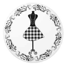 Black and White Sewing Room Bodice Dress Form Cera Ceramic Knob
