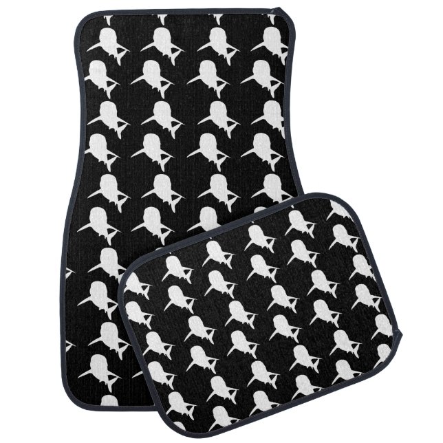 Black and white Shadow fish shark whale pattern Car Floor Mat (Set)
