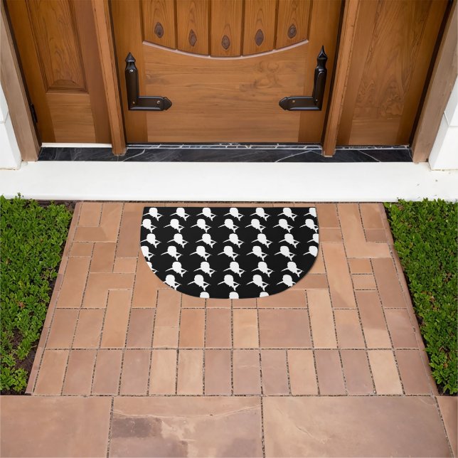 Black and white Shadow fish shark whale pattern Doormat (Outdoor)