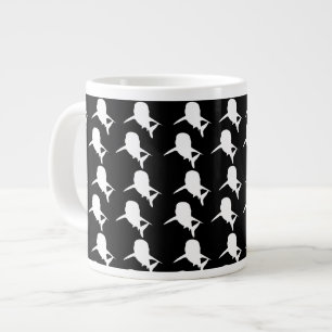Black and white Shadow fish shark whale pattern Giant Coffee Mug
