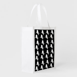 Black and white Shadow fish shark whale pattern Grocery Bag