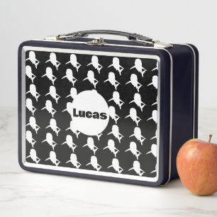 Black and white Shadow fish shark whale pattern Metal Lunch Box