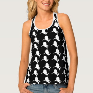 Black and white Shadow fish shark whale pattern Tank Top