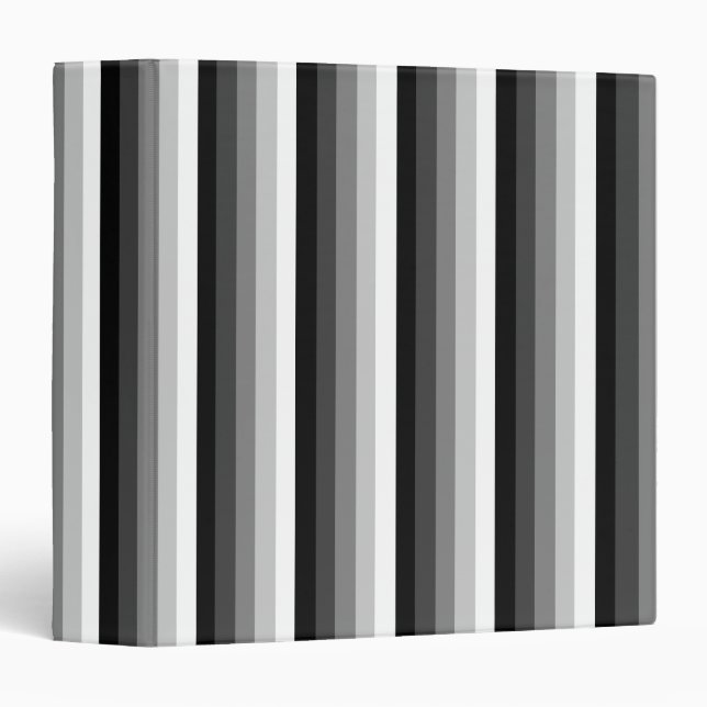 Black and white shadow stripes 3 ring binder (Front/Spine)