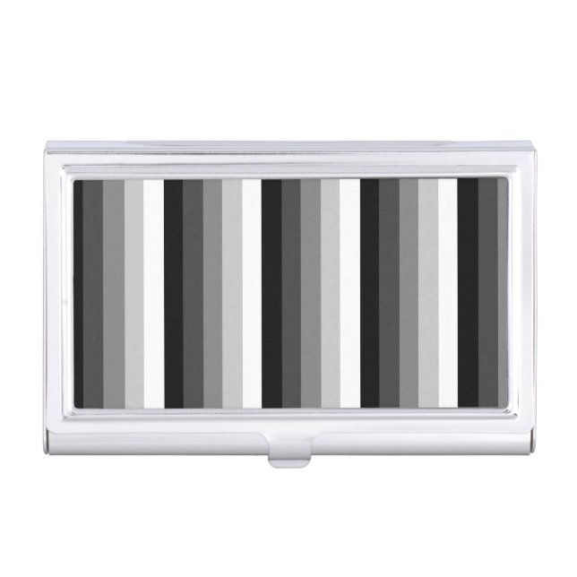 Black and white shadow stripes business card case (Front)