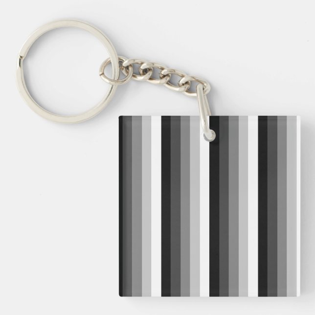 Black and white shadow stripes keychain (Front)