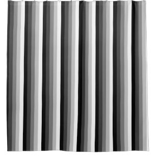 Black and white shadow stripes shower curtain