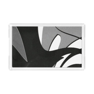 Black and White Shape Art Acrylic Tray